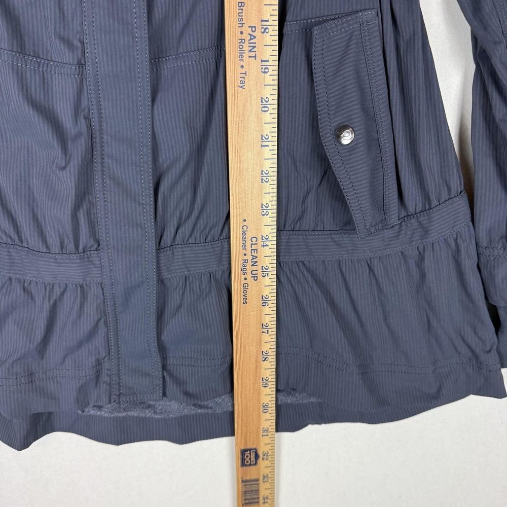 Lululemon Jacket Womens Small Blue Hooded Full Zip Windbreaker Long Ruffle Hem - Picture 9 of 15